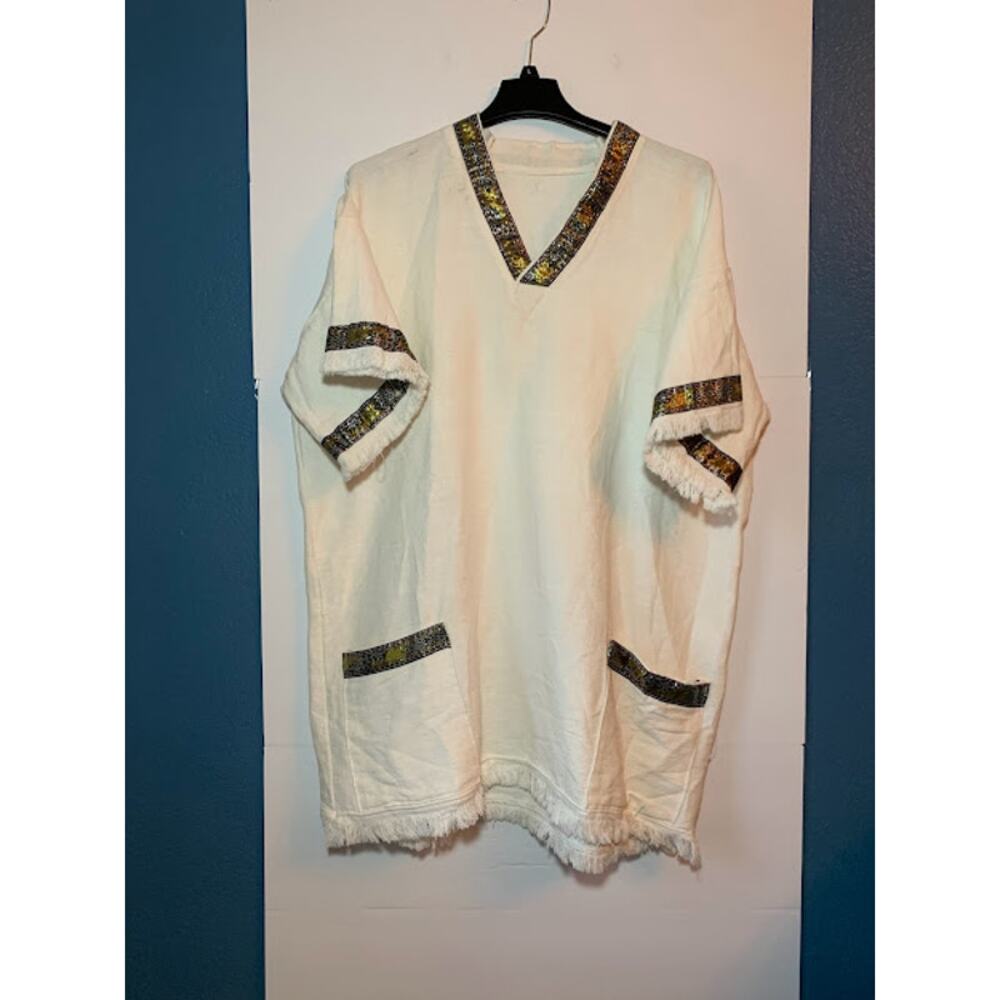 White Tunic Size 2X Unisex Metallic Trim UniSex